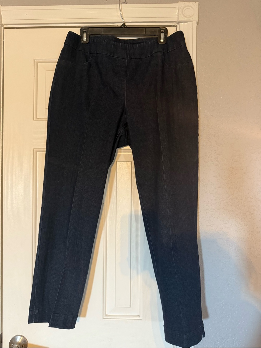 Multiples Slim-Sation Stretch Denim-Look Pants in Dark Blue